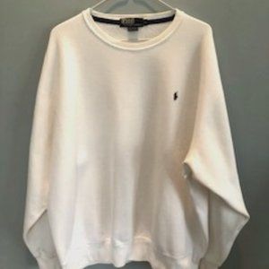 Men's POLO Ralph Lauren XL White Cotton/Polyester Pullover Sweatshirt VERY NICE